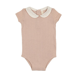 Edged collar onesie - blush