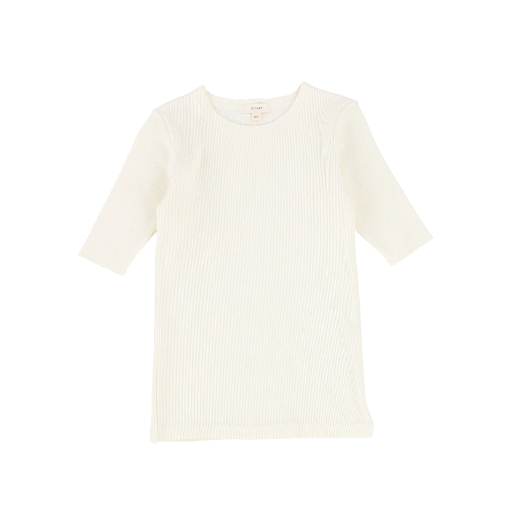 Ribbed tee 3/4 sleeve - ivory
