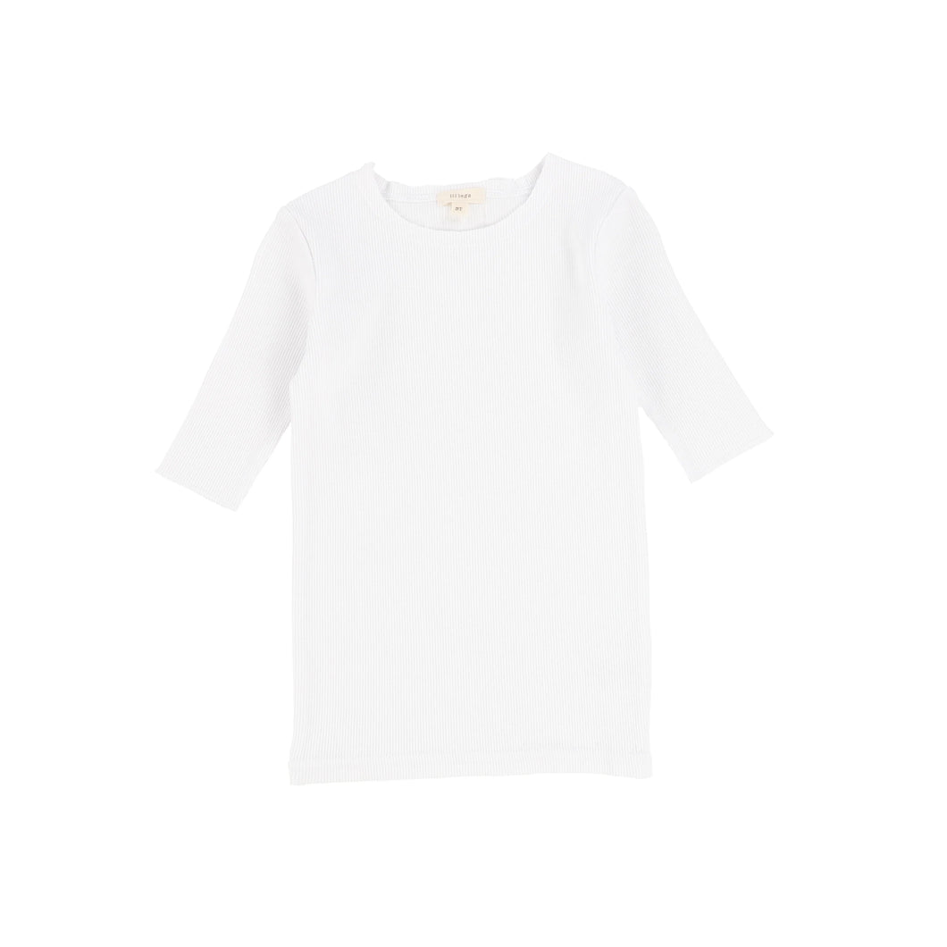 Ribbed tee 3/4 sleeve - pure white
