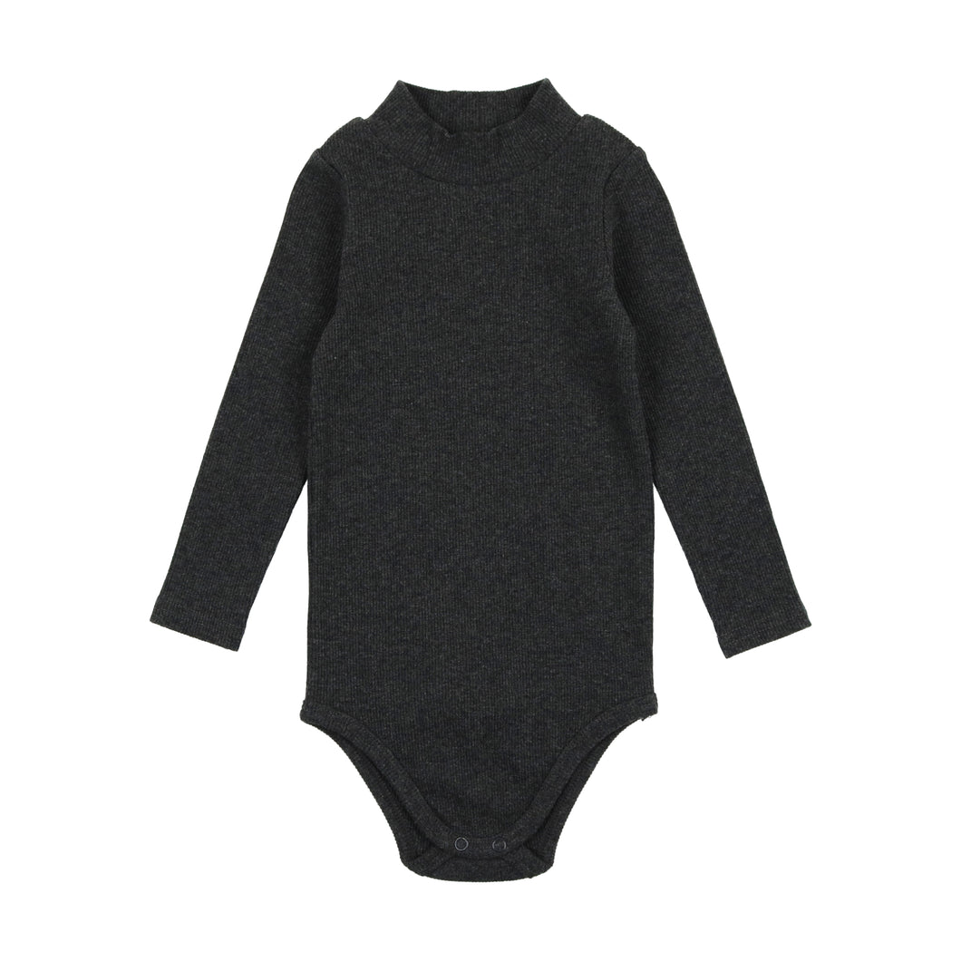 Ribbed mock neck onesie - heather