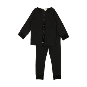 Velour trim lounge set - Black