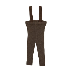 Knit suspender leggings - heather brown