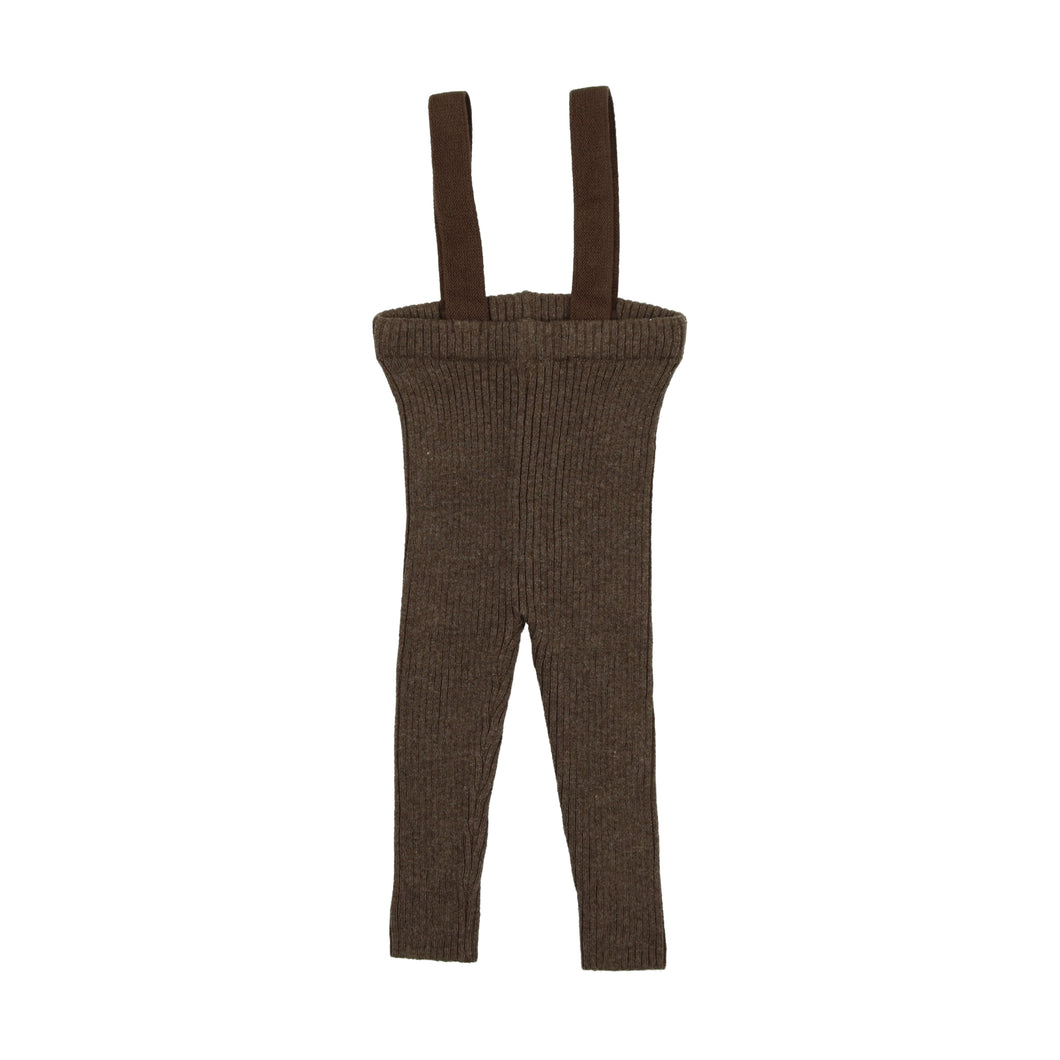 Knit suspender leggings - heather brown