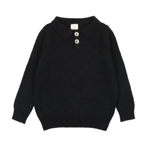 Boys knit polo - black
