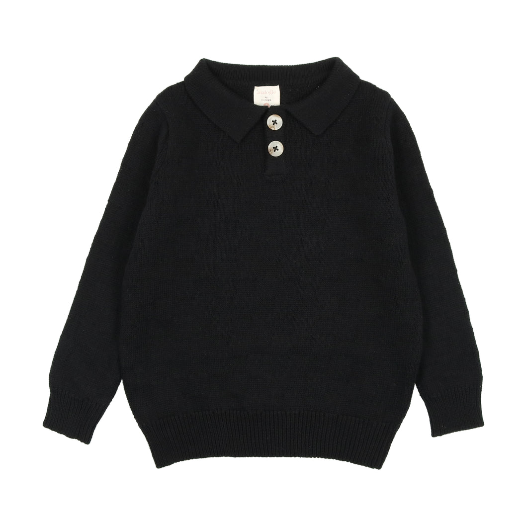 Boys knit polo - black