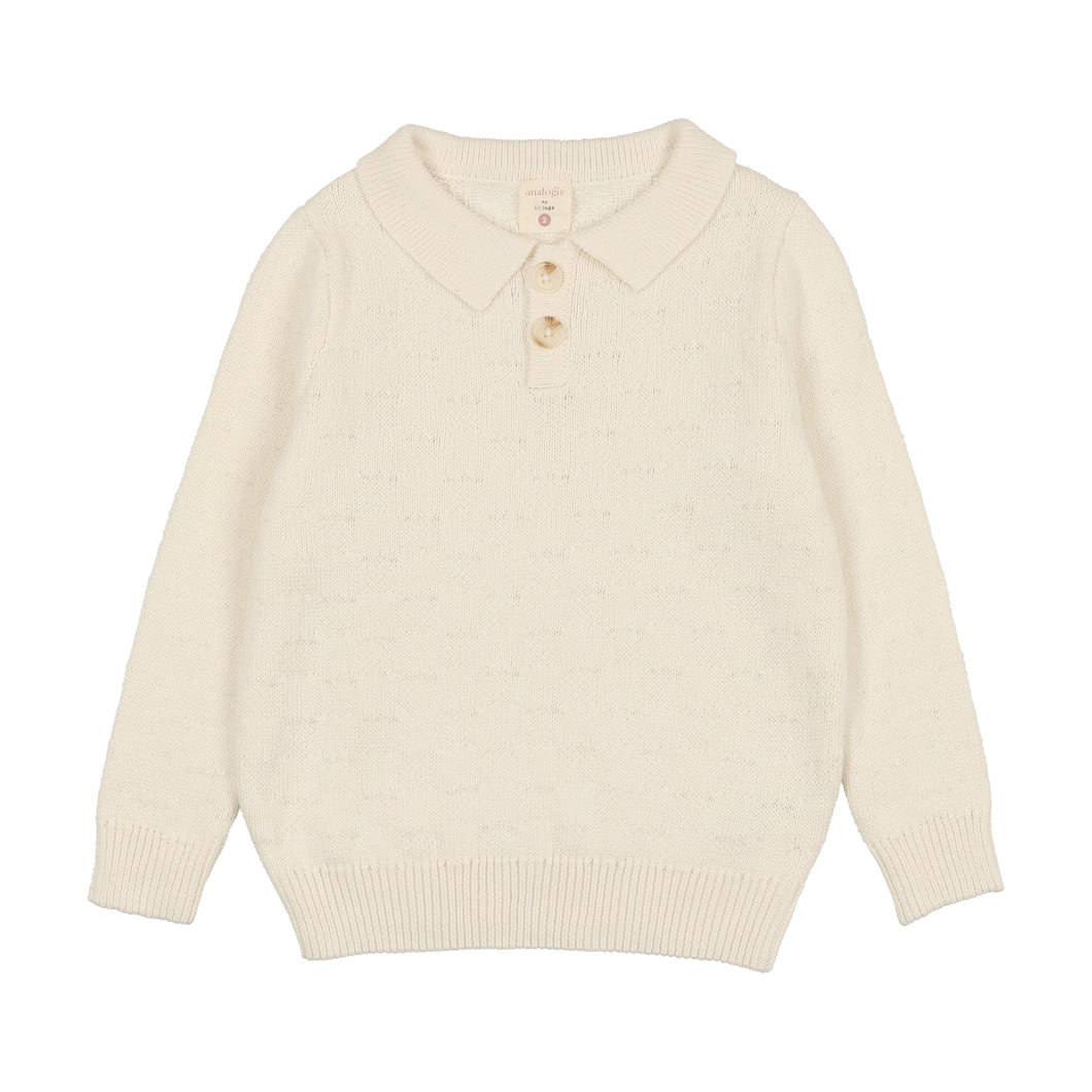 Boys knit polo - Cream