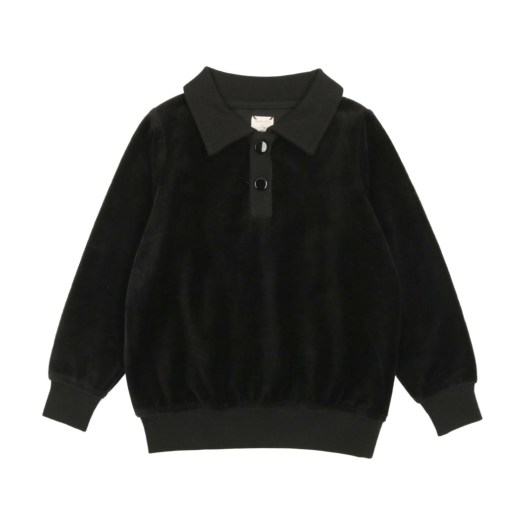 Velour polo - Black