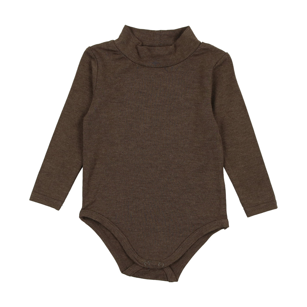 Bamboo mock neck onesie - heather brown