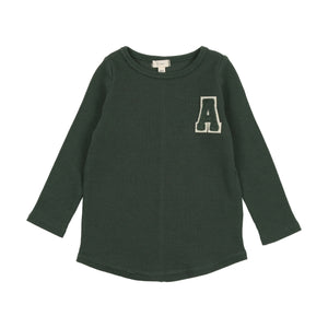 Ribbed applique tee - green