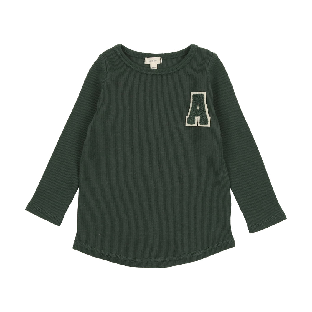 Ribbed applique tee - green