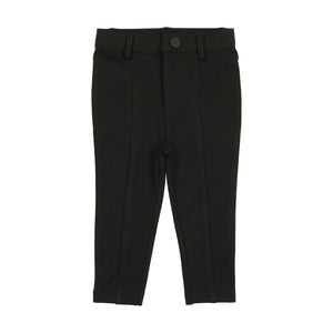 Black knit boys stretch pants with seam