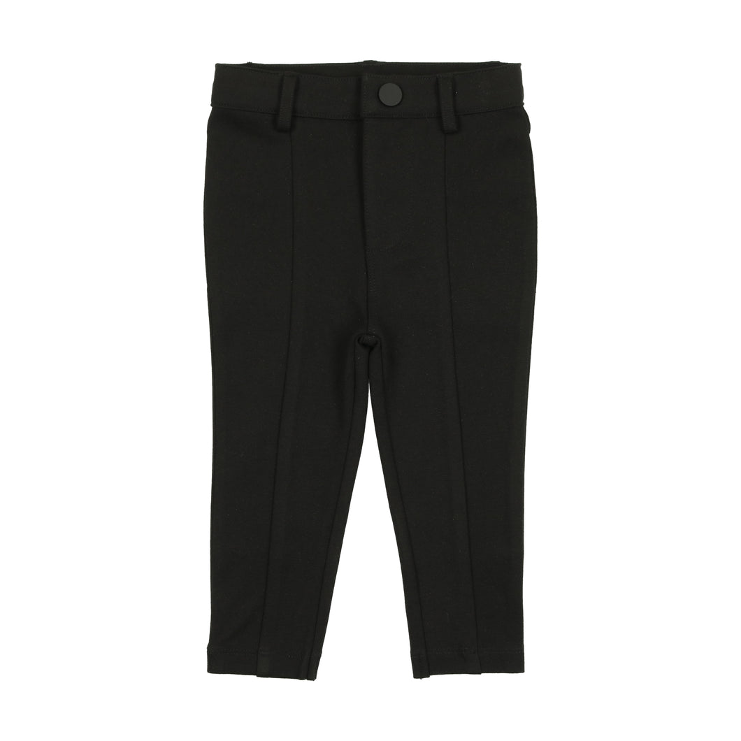 Black knit boys stretch pants with seam