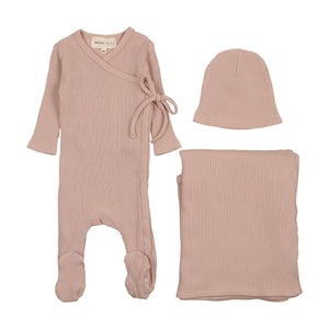 Side snap layette set - Dusty pink
