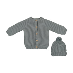 Hooded knit jacket and hat - Dove