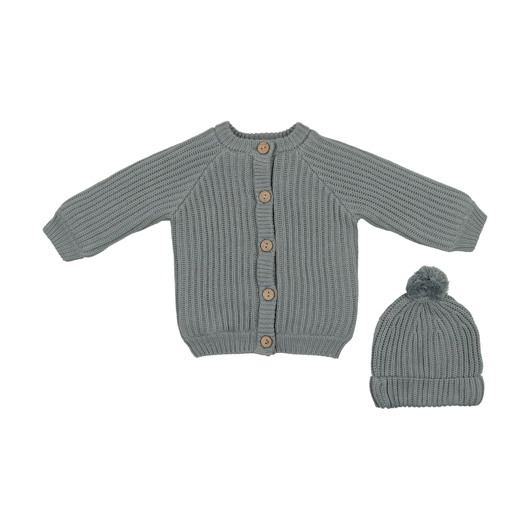 Hooded knit jacket and hat - Dove