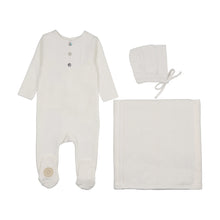 Load image into Gallery viewer, V-knit henley layette set - Ivory

