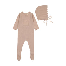 Load image into Gallery viewer, Chevron knit footie and bonnet - Mauve
