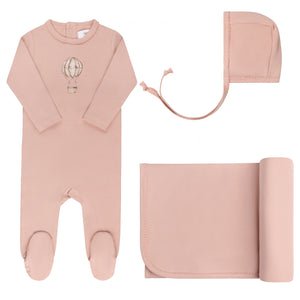 French terry hot air balloon collection layette set - Pink