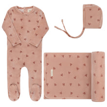 Load image into Gallery viewer, Velour leaf pattern collection - layette set - Pink

