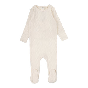Dotted footie - Cream/pink