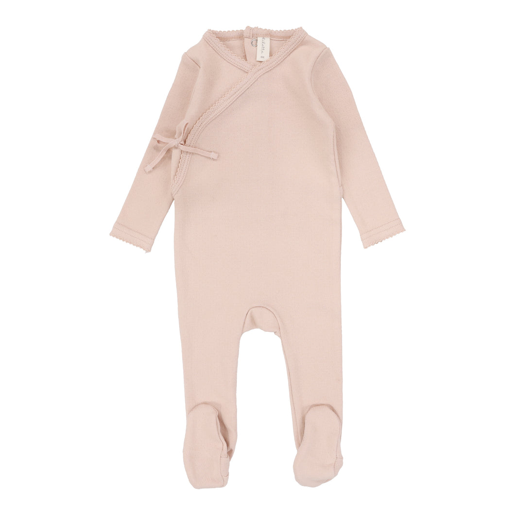 Pinpoint wrapover footie - Shell pink