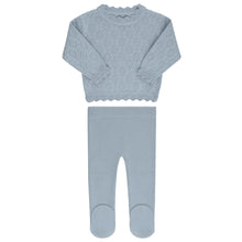 Load image into Gallery viewer, Pointelle knit 2 pc set - Blue

