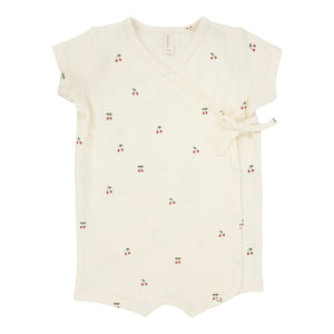 Scattered cherry romper - ivory/red