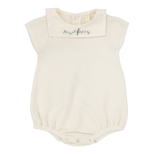 Knit collar romper - cream boys