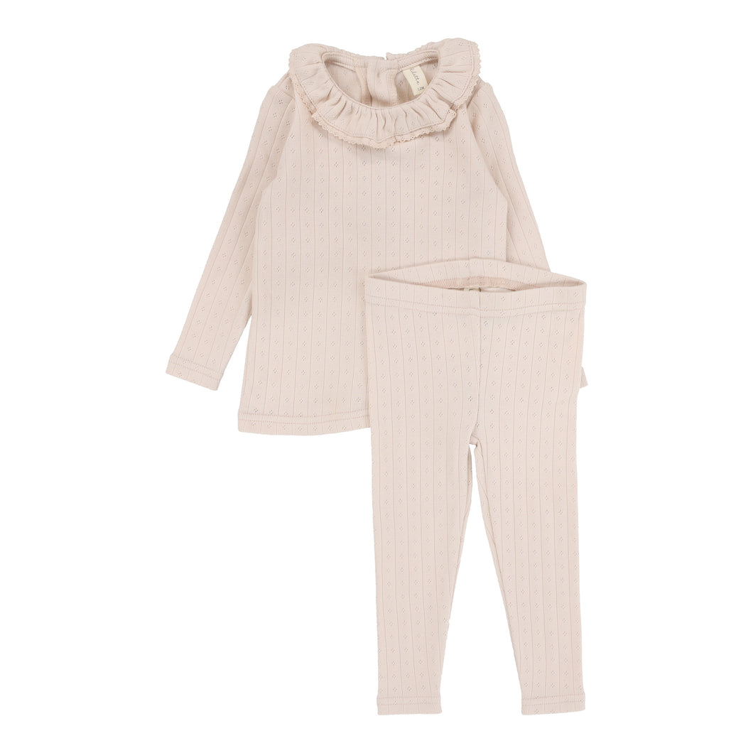 Fine pointelle collar ruffle 2 pc set - Petal ruffle