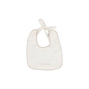 Edged muslin bib - winter white/oat