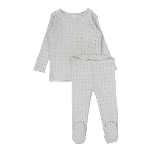Linear print long sleeve set - light blue