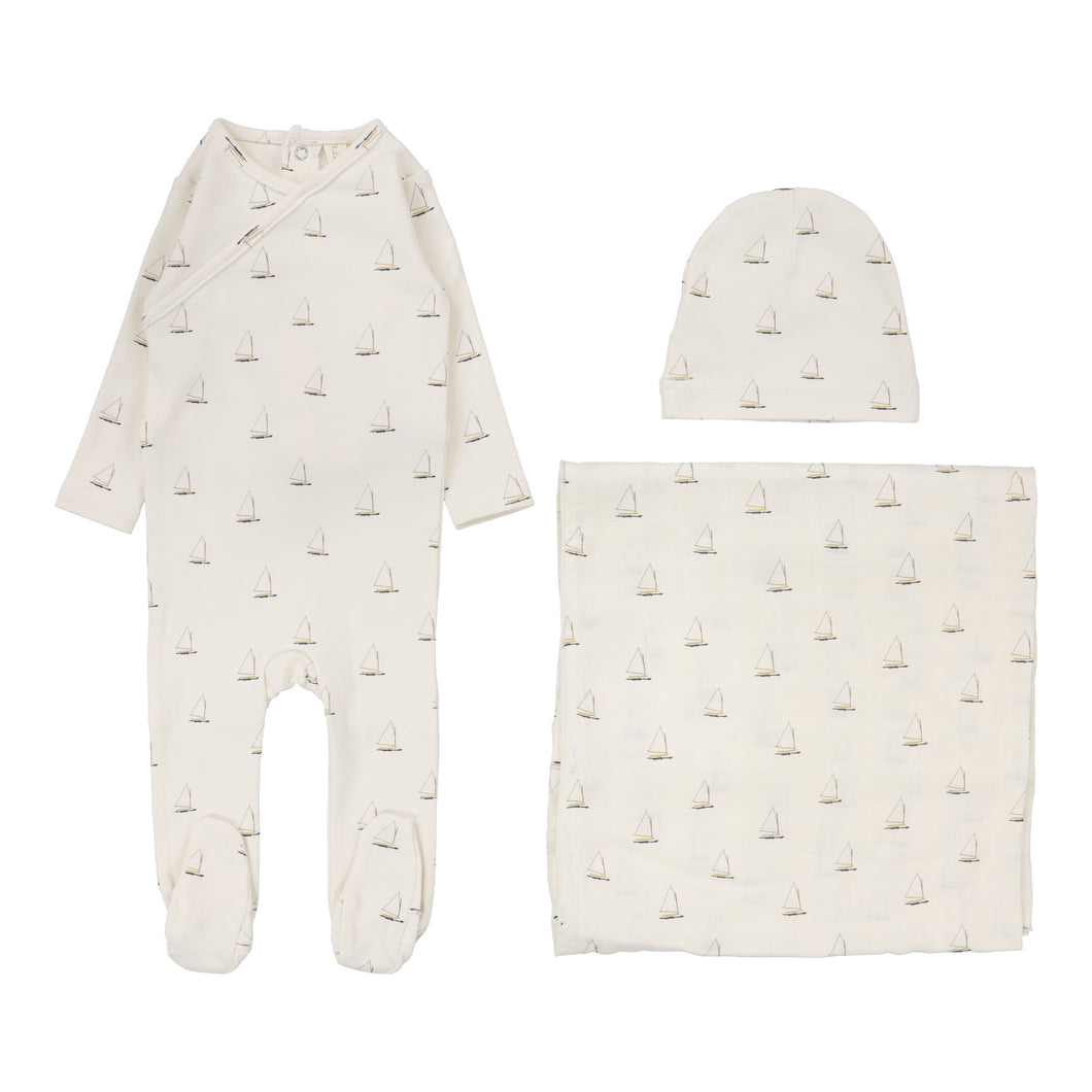 Nautical layette set - cream/nautical