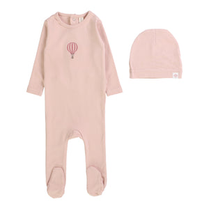 Singel hot air balloon footie set - peach