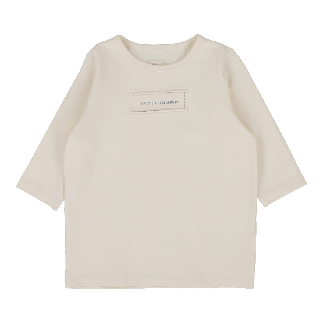 Girls patch tee 3/4 sleeve - Natural