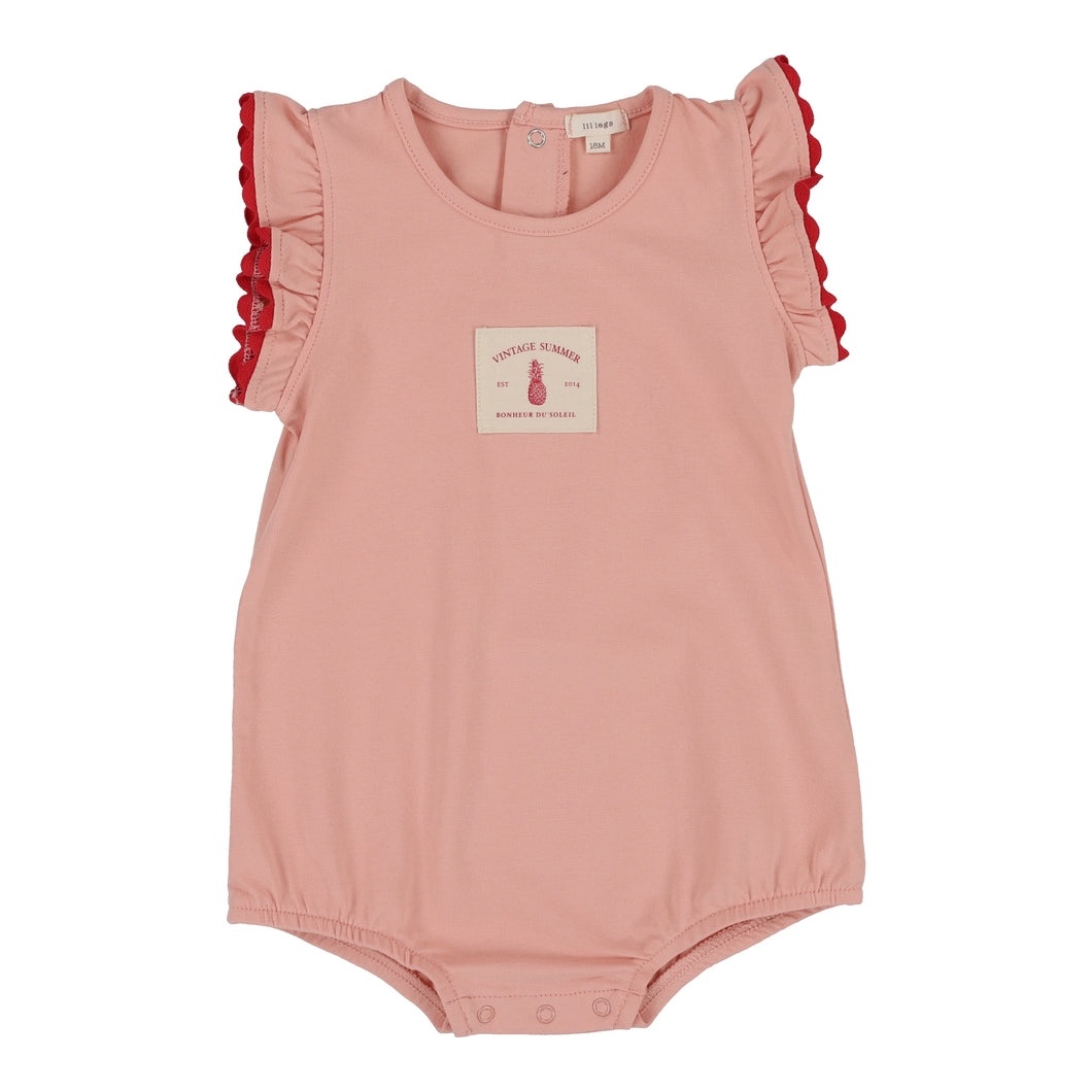 Ruffle romper - coral