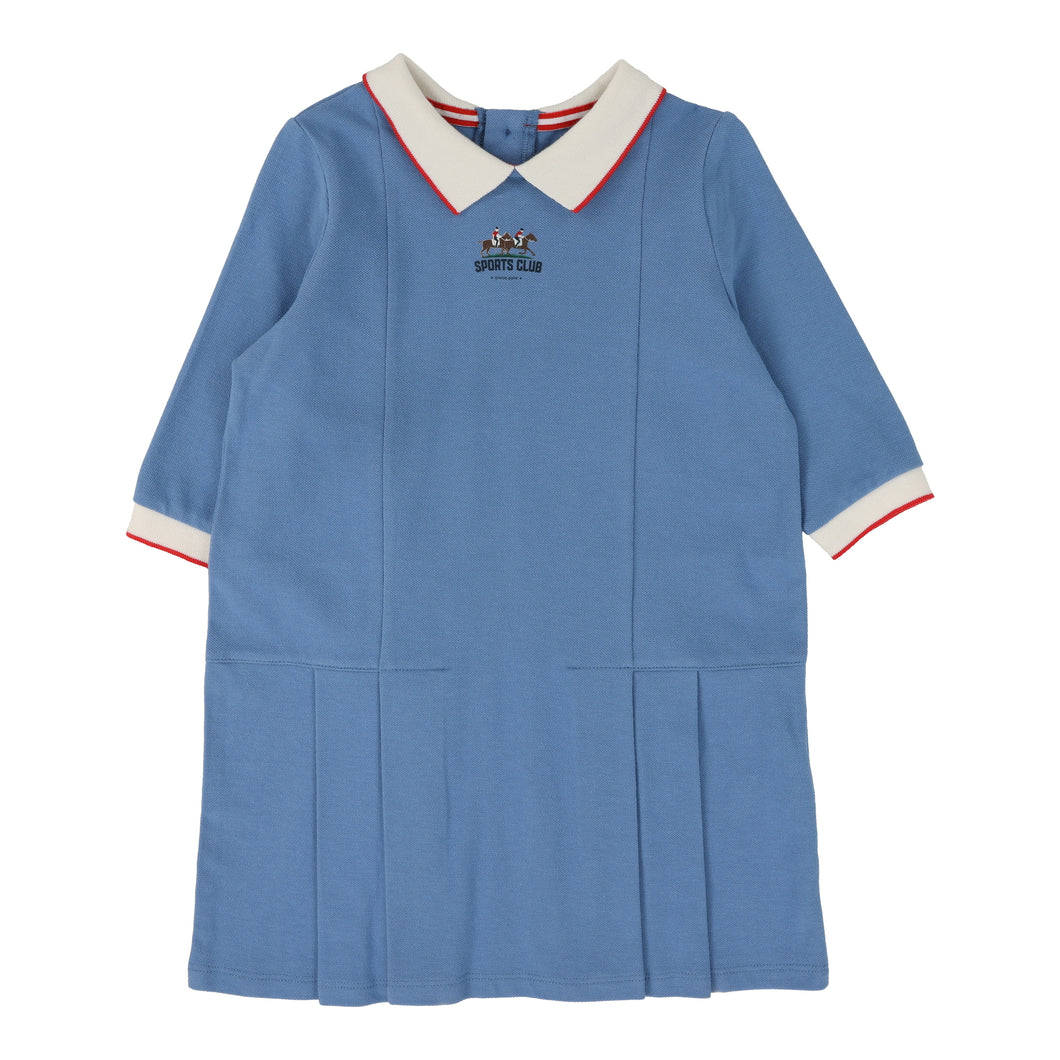 Pique dress long sleeve - Light blue