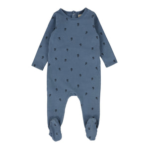 Floral footie - denim floral print