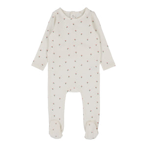 Cherry floral footie - White