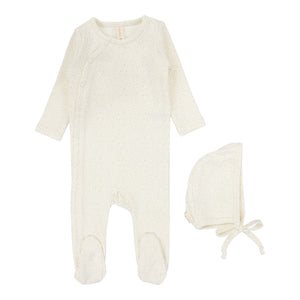 Speckled layette set - vanilla/slate