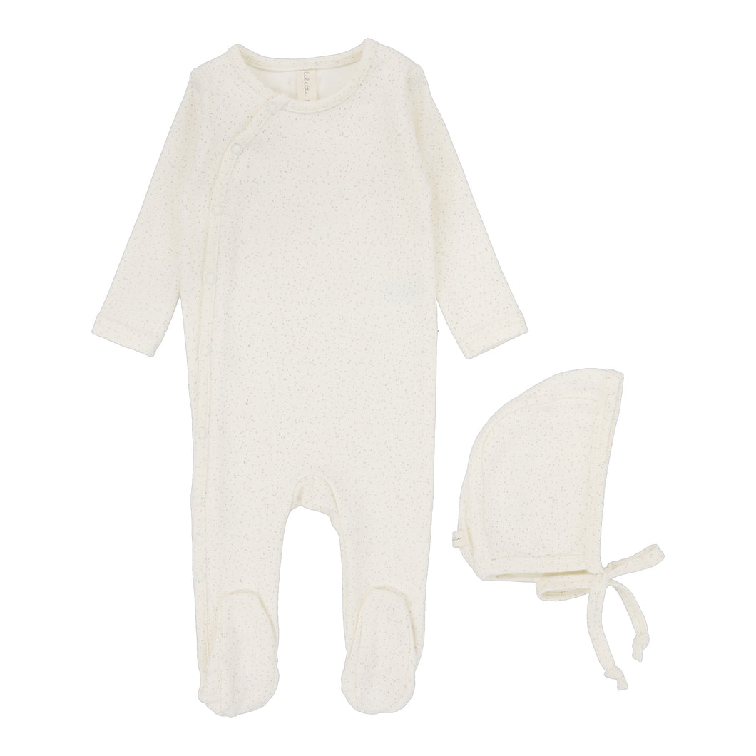 Speckled layette set - vanilla/mauve