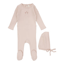 Load image into Gallery viewer, Striped pointelle layette set - peachy pink
