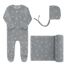 Load image into Gallery viewer, Velour leaf pattern collection - layette set - Blue
