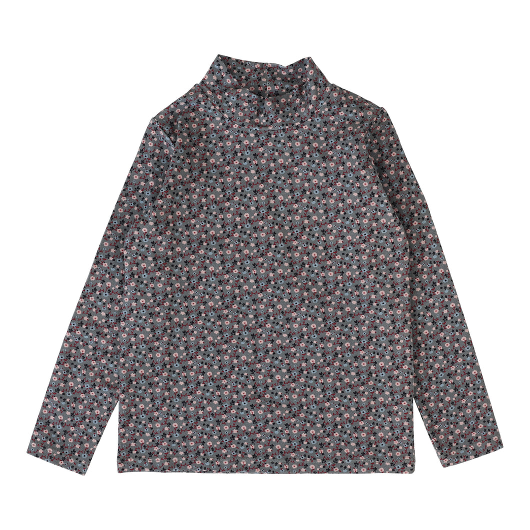 Printed mock neck - Grey floral