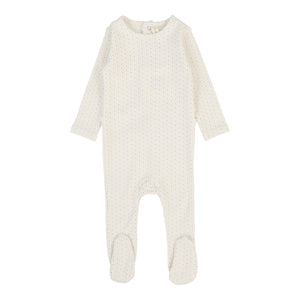 Dotted footie - Cream/blue