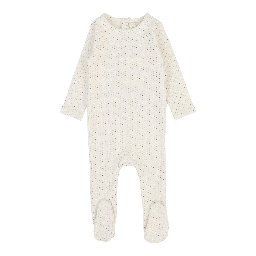 Dotted footie - Cream/blue