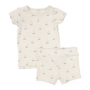 Nautical short sleeve set - cream/nautical