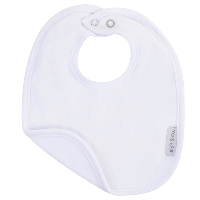 White jersey bib with terry lining and white trim