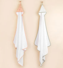 Load image into Gallery viewer, Hooded Towel with Pocket Wash Cloth Pink Cherries
