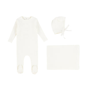 Ivory classic ribbed layette set