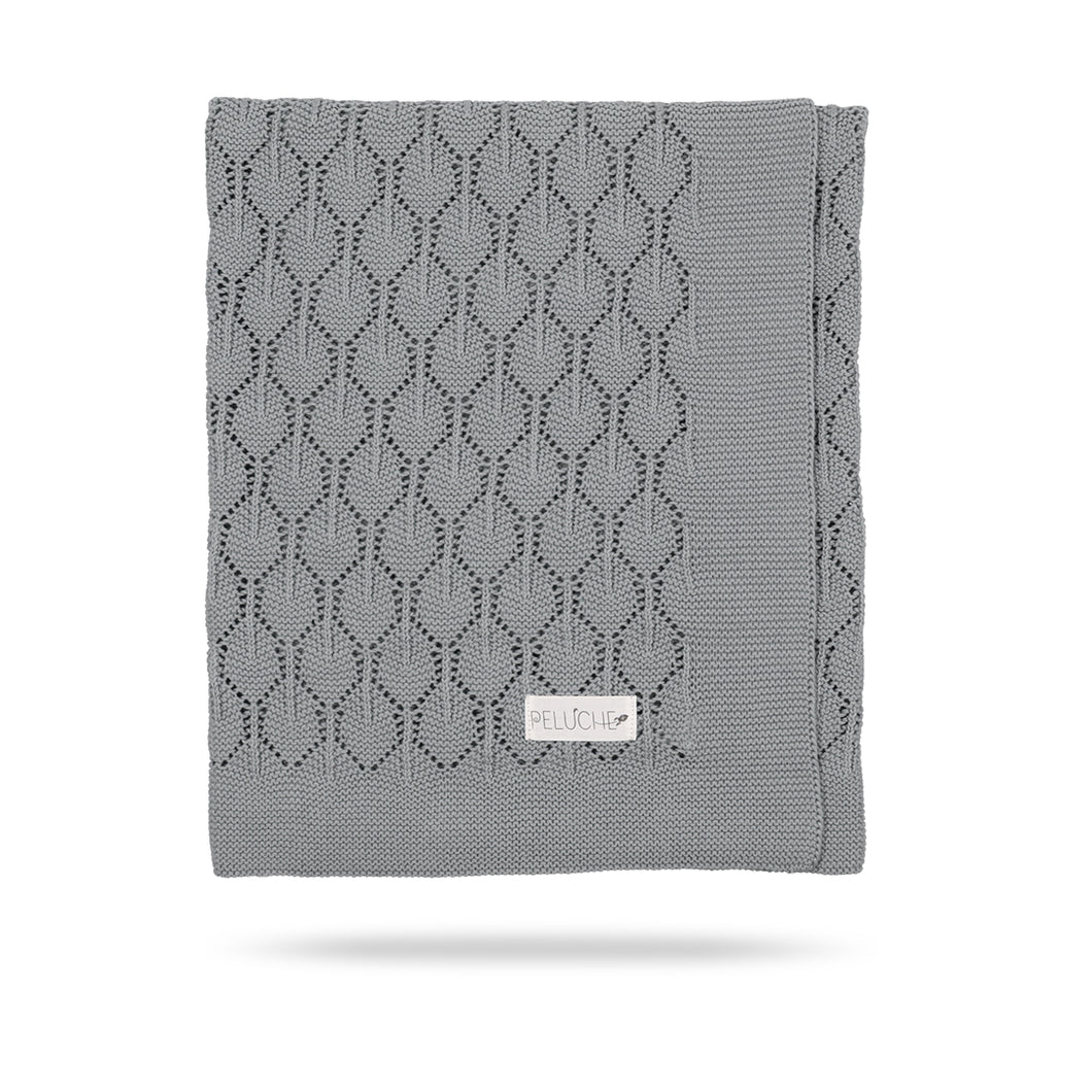 Slate chunky pointelle blanket